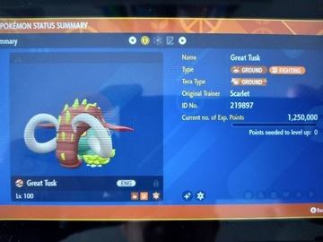 Shiny Paradox Pokemon Great Tusk  + Item