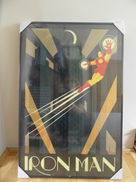 Plakat Iron Man Marvel art deco oprawiony