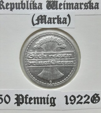 Niemcy  WEIMAR - 50 Pfennig 1922 G