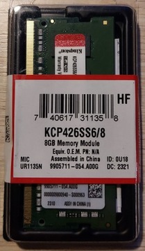 NOWA! Kingston KCP426SS6/8 8GB 2666MHz DDR4 CL19