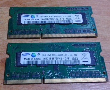 Pamięci PC3-8500 1GB. 2 sztuki.