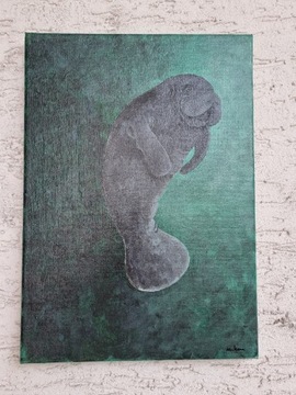 Ręcznie malowany obraz manat 25 x 35 cm akryl