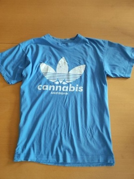Cannabis Adidas  koszulka męska damska błękitna bawełna 