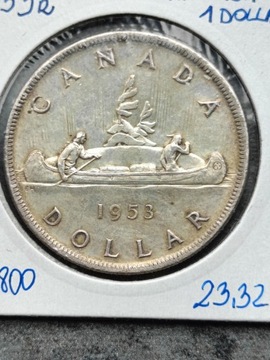 1 dollar 1953r. Kanada srebro ładny