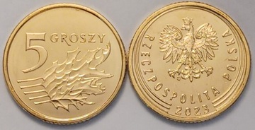 5gr groszy 2023 r. (kpl 3 szt) mennicze z woreczka