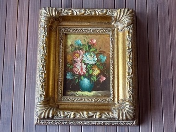 Obraz kwiaty ręcznie malowany  ,vintage