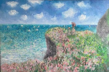 Obraz olejny Claude Monet "Spacer przy klifie"