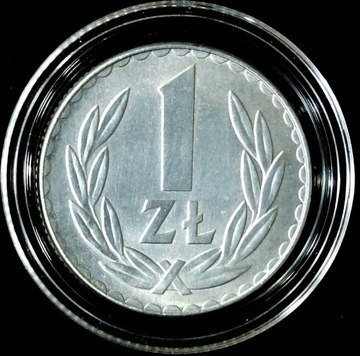 1 ZŁOTY 1976, b.z., PRL, nominał, stempel zwykły