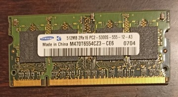 Pamięć RAM so-dimm DDR2 512 MB 667