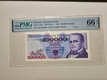 100 000 złotych 1993 r  Seria AE  PMG 66 EPQ