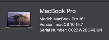 APPLE MacBook Pro  16" i9 / 16GB / 1TB / 4GB gfx