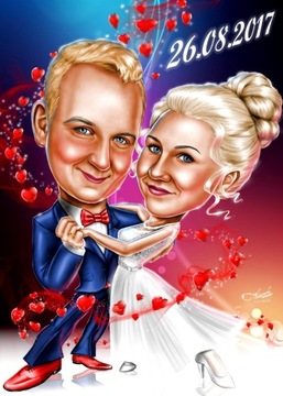 Karykatura cyfrowa Para Młoda ślub wesele prezent