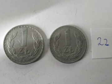 2 Monety PRL 1 złoty 1975 BZM 