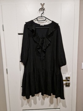 Sukienka muslinowa M 38 falbanki muslin czarna 