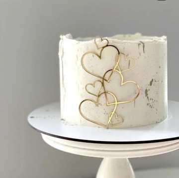 Topper napis na tort „Serduszka” złoty 
