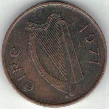 Irlandia 1/2 pensa 1971  17,14 mm