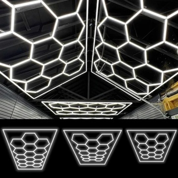 Oświetlenie studia garażu 14x Hexagon LED PLAFON