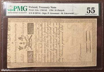 25 złotych 1794 - Seria B - PMG 55 - RZADKI