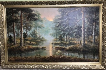 Duży piękny obraz olej na płótnie 65 x 101 