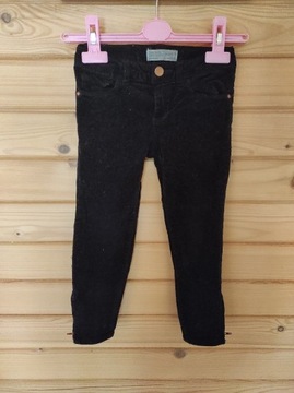 ZARA Kids spodnie rurki sztruksowe czarne zip 104