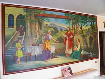 Obraz olejny Jezus u Marty i Marii 290cmx145cm 