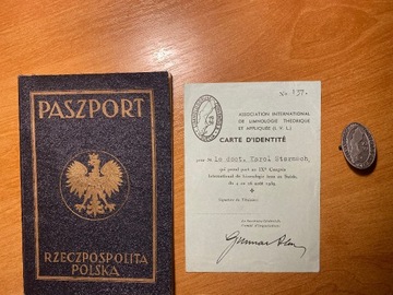 Paszport RP, dowód tożsamości, odznaka 1939 rok.