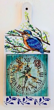 Zegar wiszący ręcznie malowany (rękodzieło)