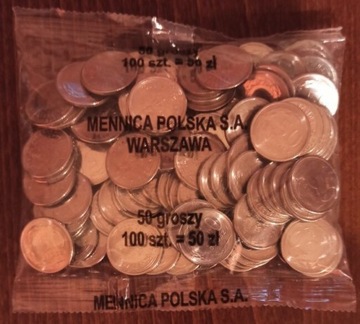 50 groszy 2020 r. WORECZEK MENNICZY 100 szt. 50 gr