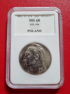 10zł 1936 Piłsudski Grading MS 68
