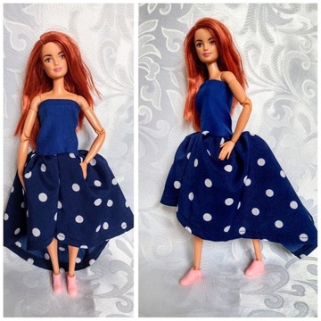 Sukienka w groszki ubranka dla lalki Barbie