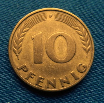 409. NIEMCY 10 PFENNIG 1950 F. KM 108