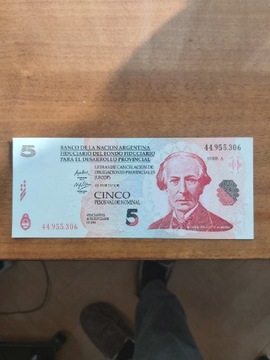 Argentyna 5 pesos UNC Lecop 