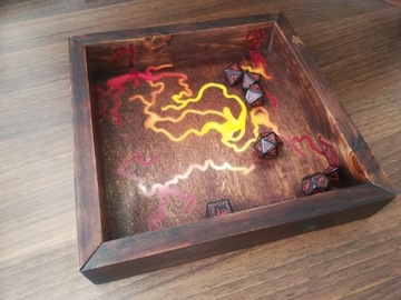 Drewniana tacka do kości dice tray handmade