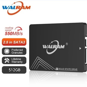 Dysk SSD WALRAM 512GB 3D NAND SATA III 550Mb/s NOWY Kraków 