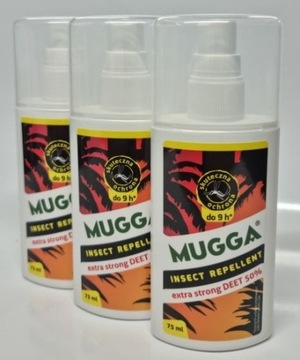 3szt.Mugga spray 75ml 50% DEET na kleszcze, komary
