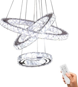 Żyrandol Kryształowy Koła Lampa Led 3 Ring Pilot 