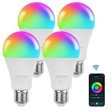 TOPSTAR Żarówka Alexa Smart LED E27 RGB, Wi-Fi 60W