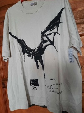 T-shirt ecru meski z nietoperzem XL H&M 