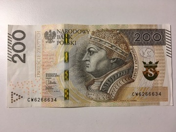 Banknot 200 pln zł 2015 numer 666 dla kolekcjonera