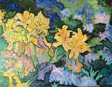 Lilie kwiaty, oryginalny obraz olejny  70-90 