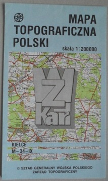 Mapa topograficzna Polski M-34-IX Kielce