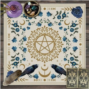 Obrus rytualny magia wicca Kruki i pentagram