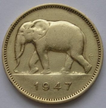 Kongo Belgijskie 2 franki 1947 - słoń
