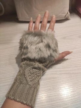 Sexy rękawiczki bez palców z futerkiem (mittenki)