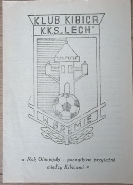 Program Lech Poznań wiosna 1988 apel Klubu Kibica