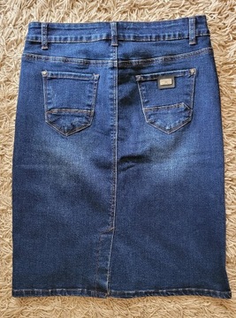 Spódnica jeans r. 30 do kolana L 40 granat