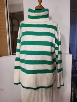 Golf-sweter w paski zielone