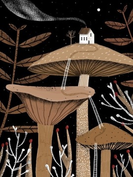 Ilustracja "Dom na grzybie" MAŁY PLAKAT 30x40 cm