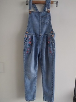 M&S spodnie jeansy ogrodniczki haft 9-10 lat 140