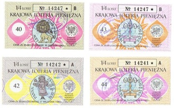 4 Losy nr 40, 42-44 Krajowa Loteria Pieniężna 1983